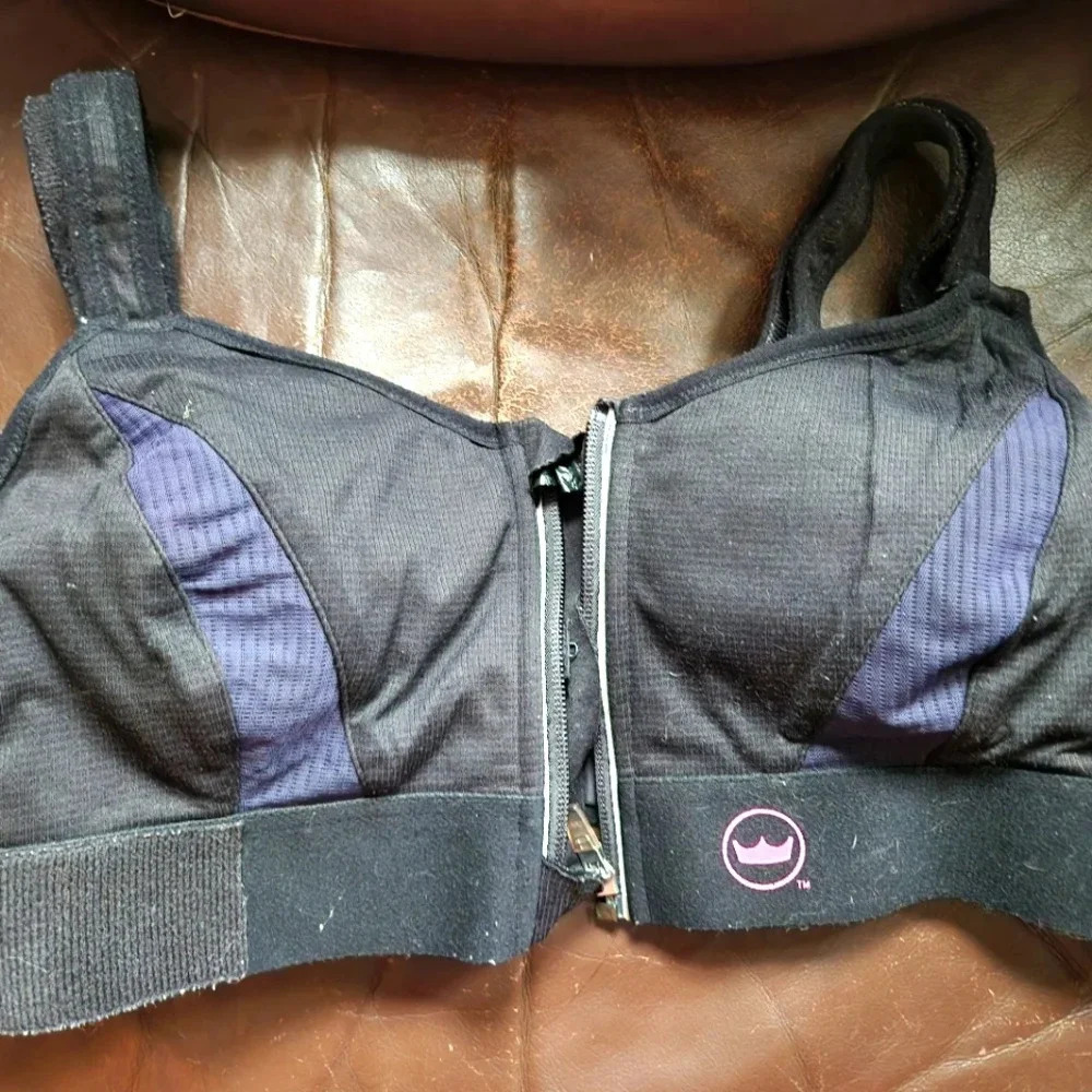 SHEFIT 2 Luxe black zip front ultimate sports bra.  High impact